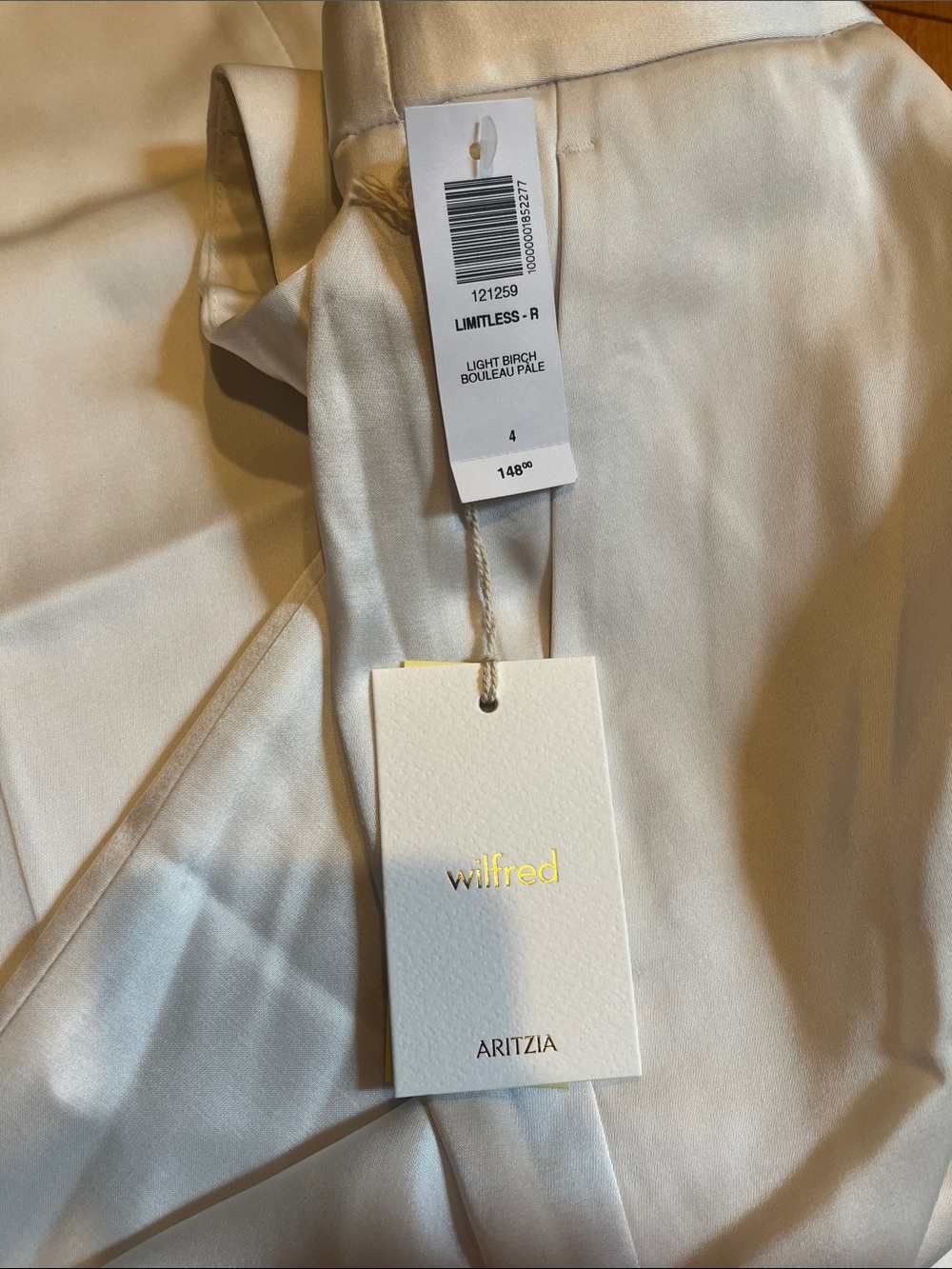 Aritzia NWT Light Birch Cream Limitless Satin Pants - Picture 2 of 2
